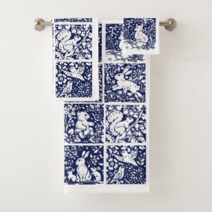 Blue White Woodland Animales Forestales Fox Rabbit