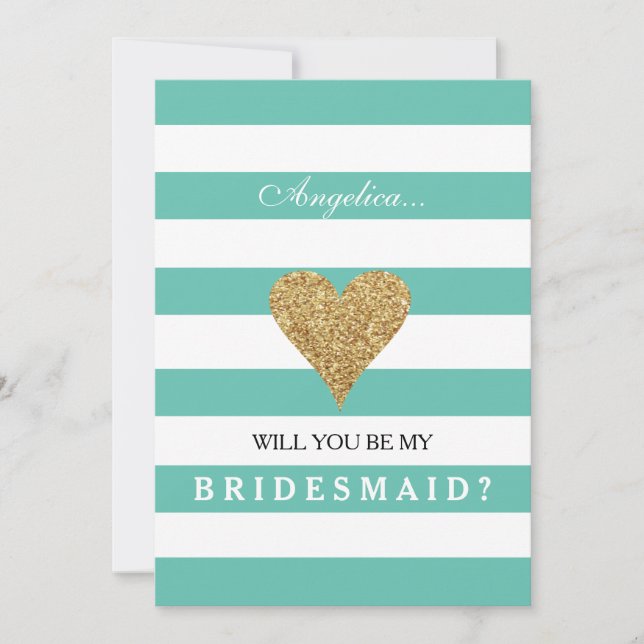 Blue Will You Be My Bridesmaid Invitación (Anverso)