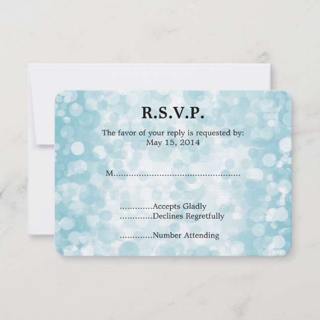 Blue Winter Bokeh Wedding RSVP (Anverso)