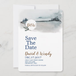 Blue Winter Wonderland Wedding salva la tarjeta de