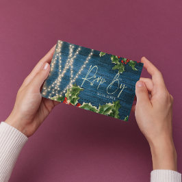 Blue Wood String Luces Navidades Wedding RSVP