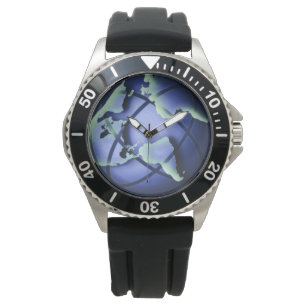 Blue World Earth Personalizado blanco reloj de pul