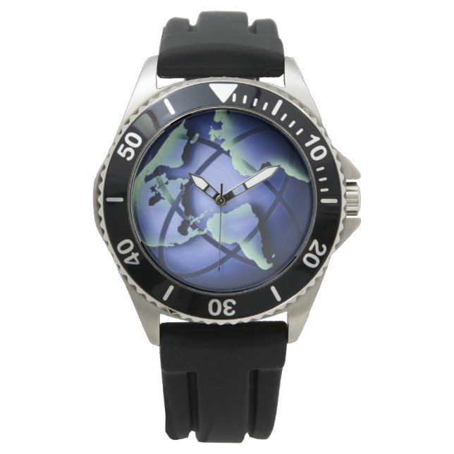 Blue World Earth Personalizado blanco reloj de pul (Anverso)
