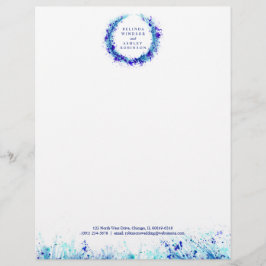 Blue wreath spline acuarela moderna membrete