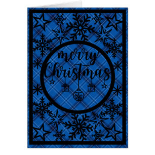 Blue y Black Plaid Under Black Snflakes Cut