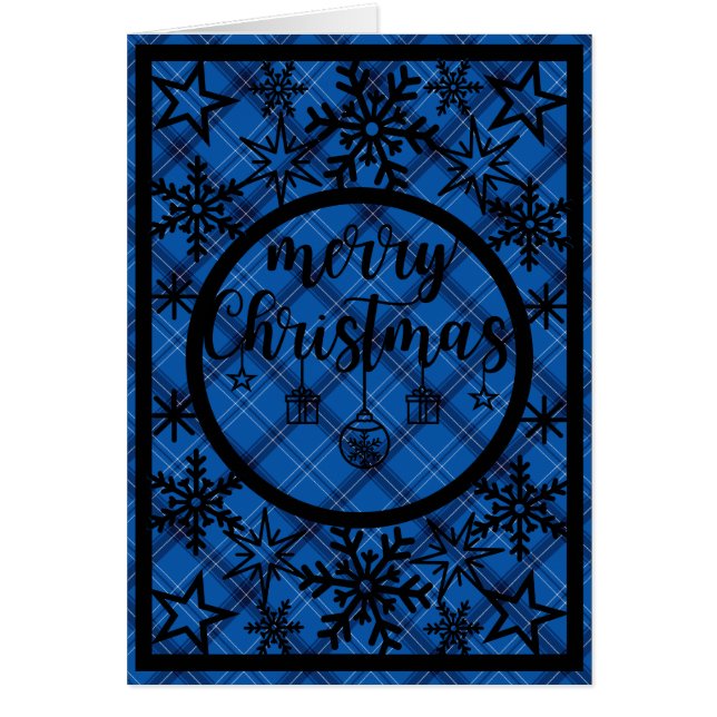 Blue y Black Plaid Under Black Snflakes Cut (Frente)
