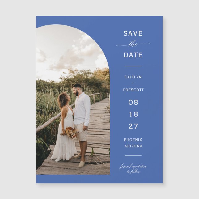 Blue Yonder Arch Photo Save the Date Magnetic Card (Anverso)