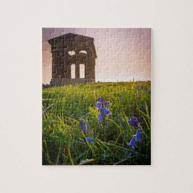 Bluebells en el rompecabezas del Monumento Penshaw (Vertical)