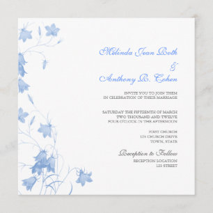 Bluebells - invitación cuadrada azul de la boda