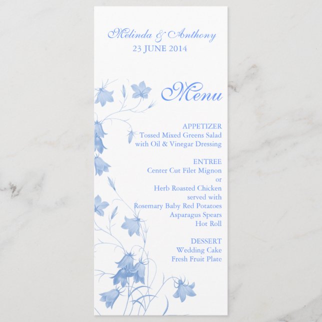 Bluebells - menú azul (Anverso)