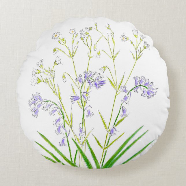 Bluebells y el cojín de algodón con costra de cost (Anverso)