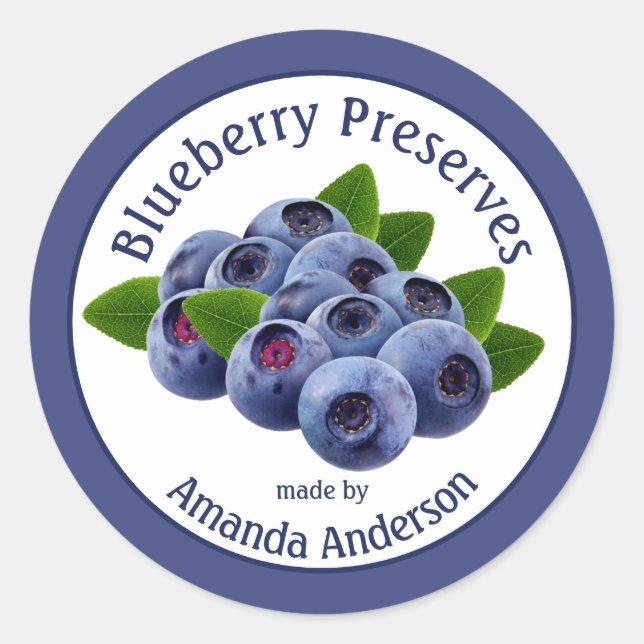 Blueberry Conserva la etiqueta de 3" Circle Food (Anverso)