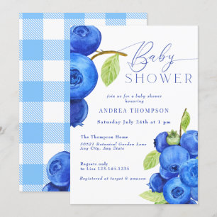 Blueberry   Invitaciones modernas a la ducha para 