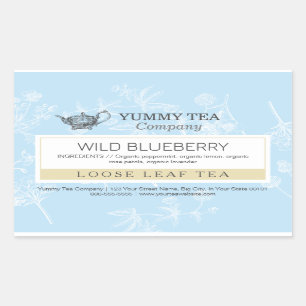 Blueberry - Pegatina de etiqueta de té de hoja sue