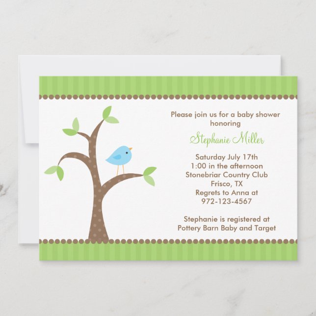 Bluebird en las invitaciones del árbol (Anverso)