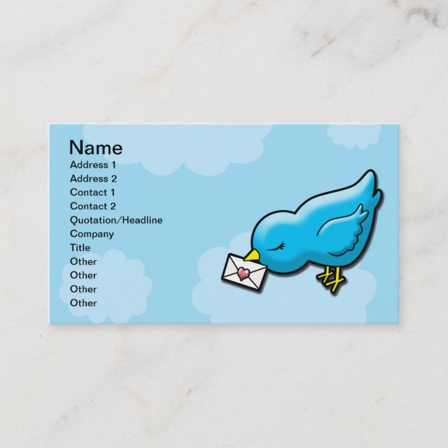 Bluebird mantiene contacto con la tarjeta de visit (Anverso)