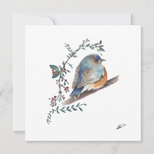 Bluebird Watercolor Berries Greenera Art