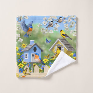 Bluebirds Goldfinches Birdhouses Flower Garden