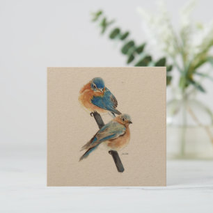 Bluebirds Pareja Watercolor Art
