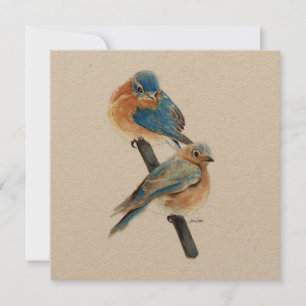Bluebirds Pareja Watercolor Art