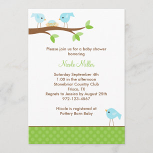 Bluebirds y la invitación Baby Shower al nido