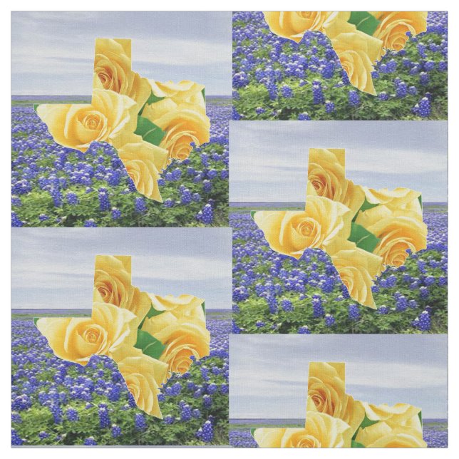 Bluebonnets de Tejas y tela 4,5" del rosa amarillo (Retal)