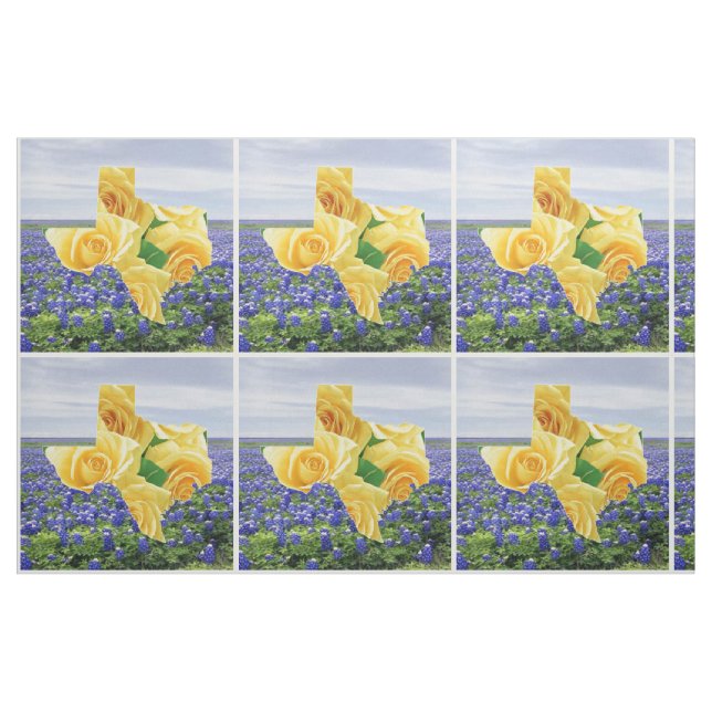 Bluebonnets de Tejas y tela del rosa amarillo ("Cuarto gordo" (fat quarter))