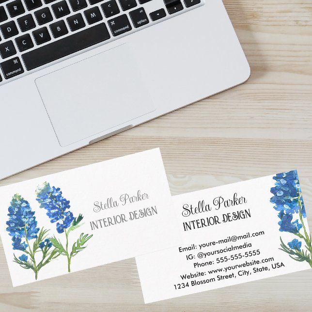 Bluebonnets Elegante tarjeta de visita Floral Texa (Subido por el creador)