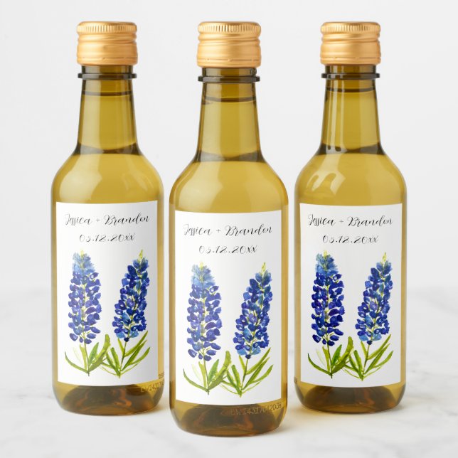 Bluebonnets Watercolor Flor azul Boda floral (Botellas)