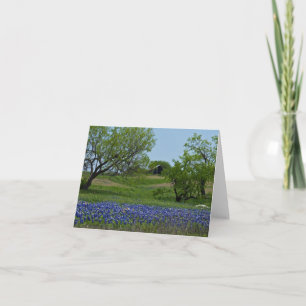 Bluebonnets y una tarjeta de nota vieja del