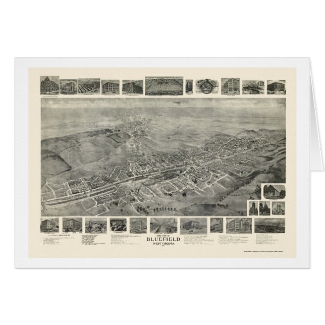 Bluefield, mapa panorámico de WV - 1911 (Anverso (Horizontal))