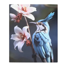Bluejay y Flores Impresión de arte mural Metalizad
