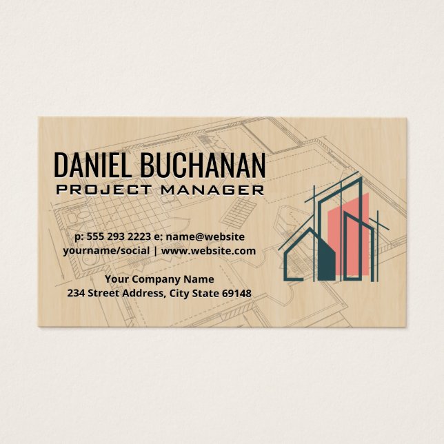 Blueprints | Madera | Logotipo de arquitecto (Frente)