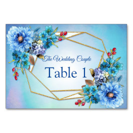 Blues de cornflower en tarjetas de mesa de acuarel