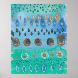 Blues y verdes, arte original de medios mixtos