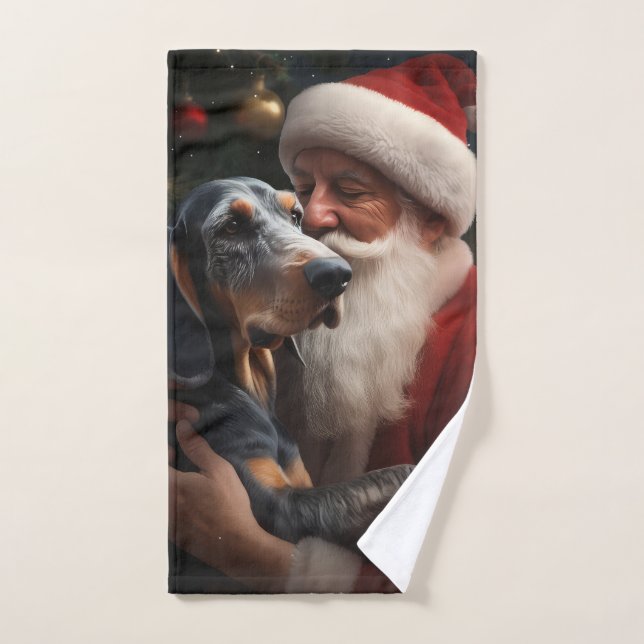 Bluetick Coonhound con Santa Claus Navidad (Toalla de mano)