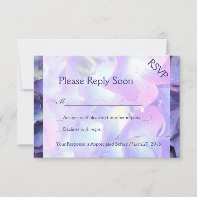 ©Bluish Purple Hydrangea Tarjeta de respuesta RSVP (Anverso)