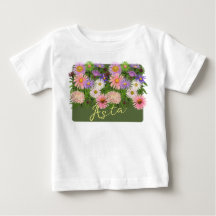 Blusa de bebé floral Rosa Asters y su nombre