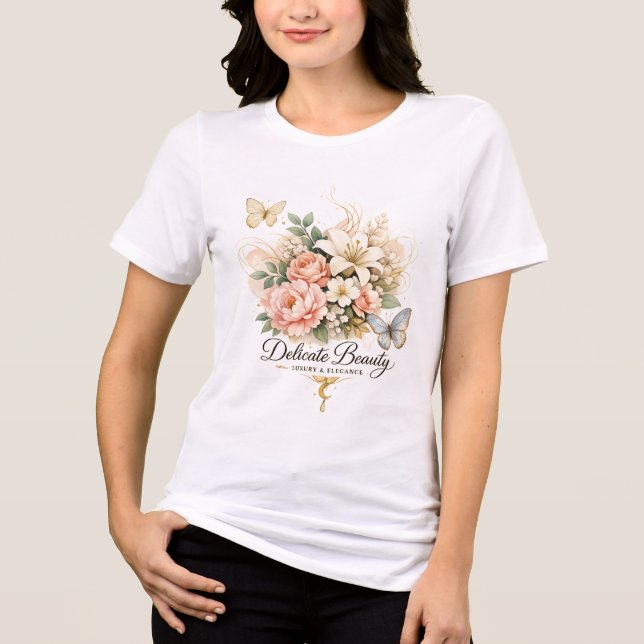 Blusa Oversize Blanca Mujer con Flores Elegantes  (Anverso)