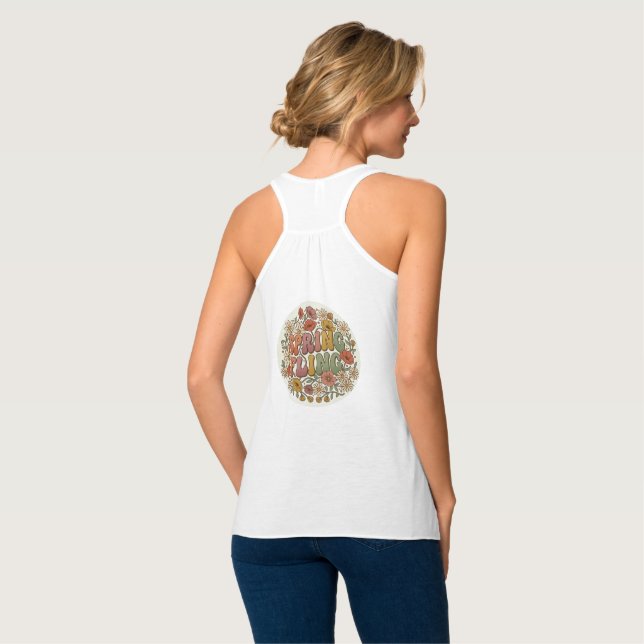 Blusa Retro Primavera Groovy Floral Sin Mangas (Reverso completo)