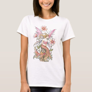 Blusa sin mangas de hada de flor rosa, camiseta