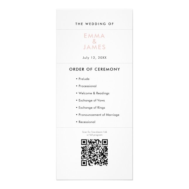 Blush Ampersand Boda | Programa | Código QR (Frente)