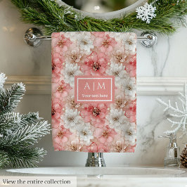 Blush and Gold Towel Trendy Monogram Bathroom