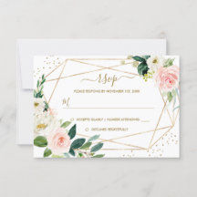 Blush Dorado Floral Geométrico Bodas RSVP