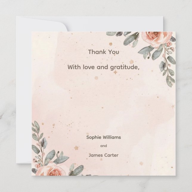 Blush Floral Personalizado Agradecimiento de Boda  (Anverso)
