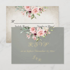 Blush Floral & Wreath RSVP - Sage