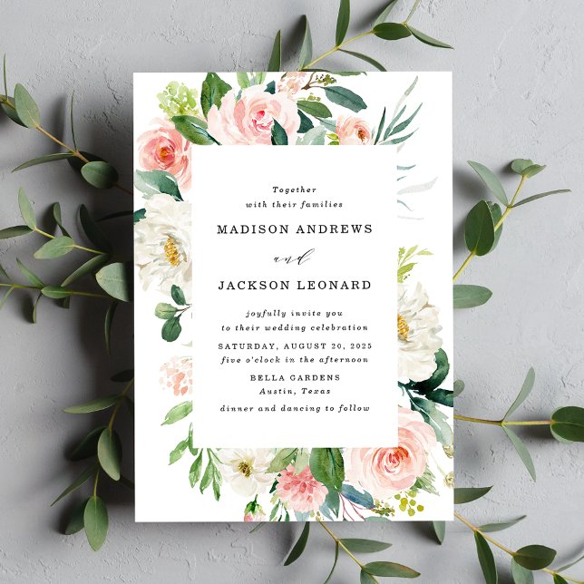 Blush Florals | Invitación de Boda con Marco Flora (Subido por el creador)