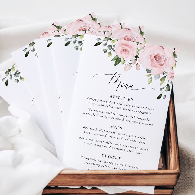 Blush Flowers, Pink Flowers, Bridal Shower Menu (Subido por el creador)