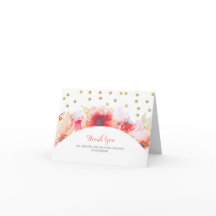 Blush & Gold Agradecimiento Floral de Confeti con