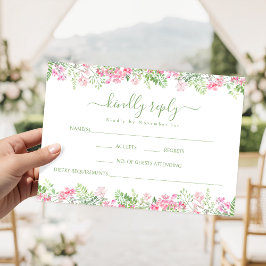 Blush Pink Floral Boho Summer wedding RSVP cards